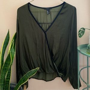 Green Wrap Blouse
